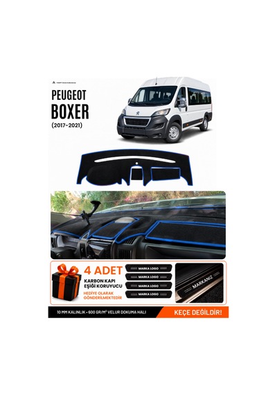 Peugeot Boxer 2017-2021 Uyumlu Torpido Koruma, Torpido Örtüsü, Torpido Kılıfı - Siyah Mavi