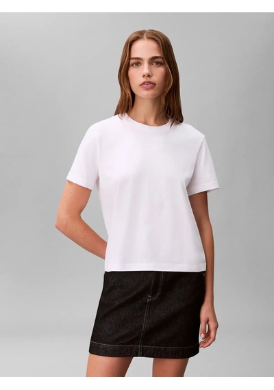 Calvin Klein A - Ss 20s Jsy Logo, Yaa Beyaz Kadın T-shirt