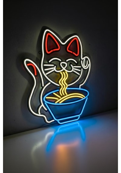 Şanslı Kedi Ramen Neon