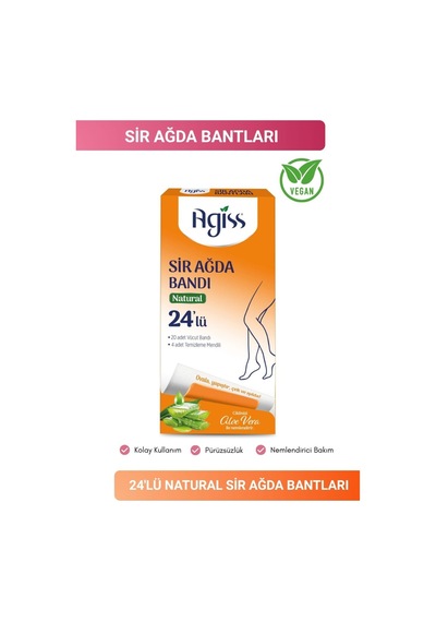 Agiss Sir Ağda Bandı 24'lü Natural Aloe Vera Etkili