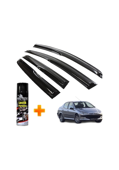 Peugeot 206 Mügen Cam Rüzgarlığı Sedan 1998 - 2012 Arası 4 Lü Takım +500ml Lastik Parlatıcı