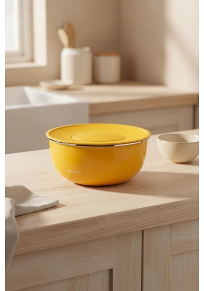 Bambum Nostalji - Karıştırma Kabı Hardal 24 Cm Hardal Sarı