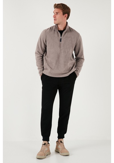 Buratti Slim Fit Dik Yaka Kışlık Şardonlu Erkek Polar 5906053 Vizon