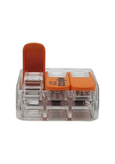 Wago 10 Adet Wago 221-413 Bağlantı Terminali 3 Damarlı Kollu 0,2-4 Mm², Küçük Şekil, Şeffaf