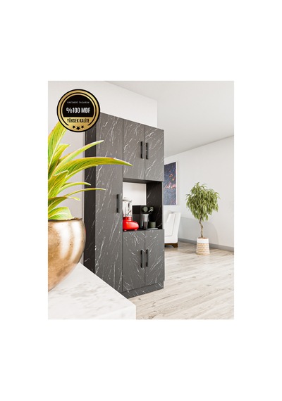 Atlas Çok Amaçlı Dolap Mutfak Banyo Balkon Siyah