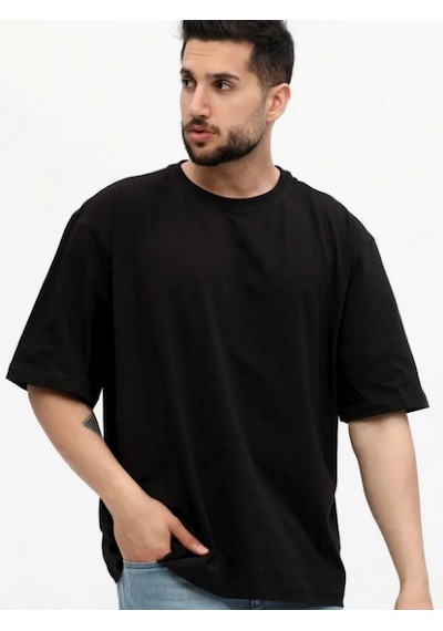 Unisex Siyah Oversize Bol Kalıp T-shirt Çift Kombini Tavsiyesi Siyah