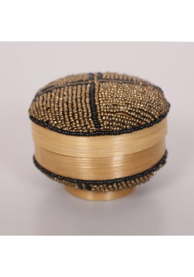 Bali Boncuklu Bambu Saklama Kutusu 16x10 Cm Mix