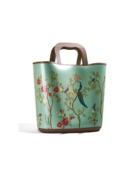 Qutu Hand Bag Tavus Kuşu Desenli Yeşil Plaj Ve El Çantası 3955034