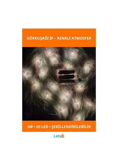 3 Metre Led Işıklı Gökkuşağı Dekoratif İp 1 Adet