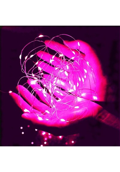 5 Metre Pembe Pilli Led Işık Canlı Pembe Işık Ip65 Su Geçirmez Sevgililer Gününe Özel Pembe Led Işık Pembe