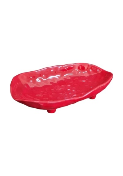 Melamin Kırılmaz Soft Lux Kayık Tabak 30x19x6 Cm - Kırmızı Sunum Tabağı, Kahvaltı Tabağı, Restoran Kırmızı