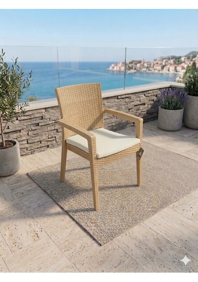 Novussi Paris Rattan Koltuk Minderli 4'lü Paket Cappuccino
