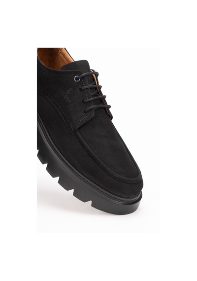 Fame Step Hakiki Deri Erkek Günlük Casual Ayakkabı +4.5 Cm Boy Uzatan Kalın Taban Ortopedik Comfort Siyah