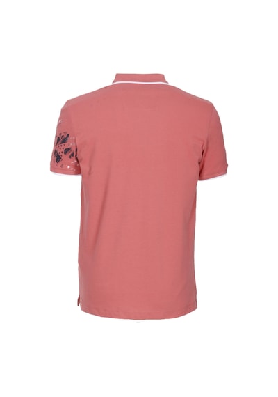 Erkek Polo Yaka Tişört Nar Çiçeği Slim Fit Ribanalı %100 Pamuk Desenli T-shirt Ncs Jeans 1214 Nar Çiçeği
