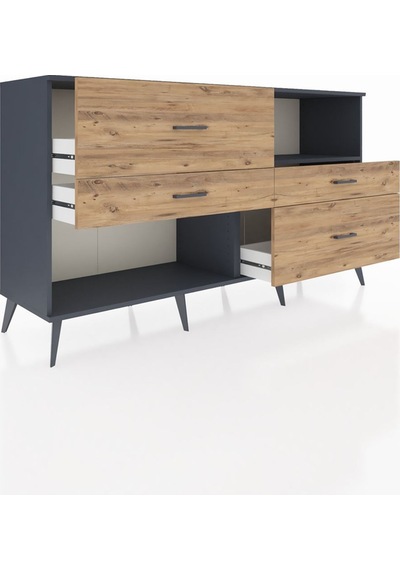 Hyperion Konsol Tek Raflı 4 Çekmeceli 176x44x99 Antrasit-antrasi Antrasit-antrasit/çam Hyperion Konsol Tek Raflı 4 Çekmeceli 176x44x99 Antrasit-antrasi Antrasit-antrasit/çam