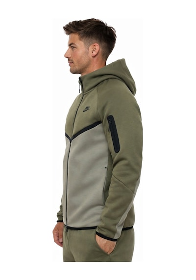 Nike Tech Fleece Full Zip Windrunner Hoodie Kapüşonlu Unisex Sweatshirt Haki Yeşil Haki Yeşil
