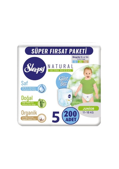 Sleepy Natural Külot Bez 5 Numara Junior 200 Adet