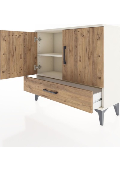 Arges Şifonyer 2 Raflı Tek Çekmeceli 2 Kapaklı 88x30x80 Aytaşı-çam Aytası