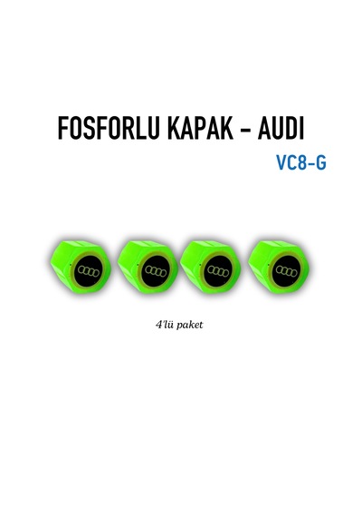 Audı Logolu Yeşil Fosforlu Kapak 4'lü Set