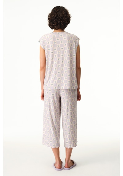 Penti Lila Ella Desenli Kapri Pijama Altı