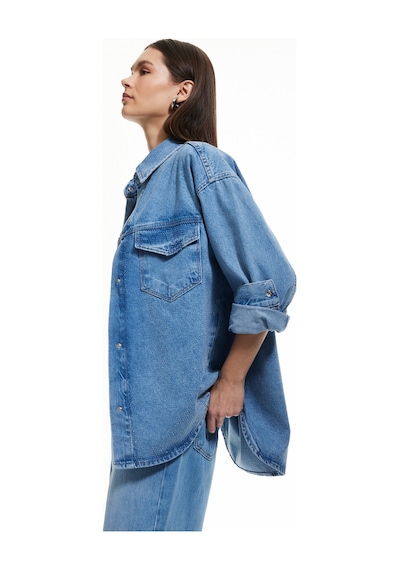 Koton Taş Detaylı Uzun Kollu Relax Fit Pamuklu Denim Ceket Bleach 5sal50005md Açık Mavi Koton Taş Detaylı Uzun Kollu Relax Fit Pamuklu Denim Ceket Bleach 5sal50005md Açık Mavi