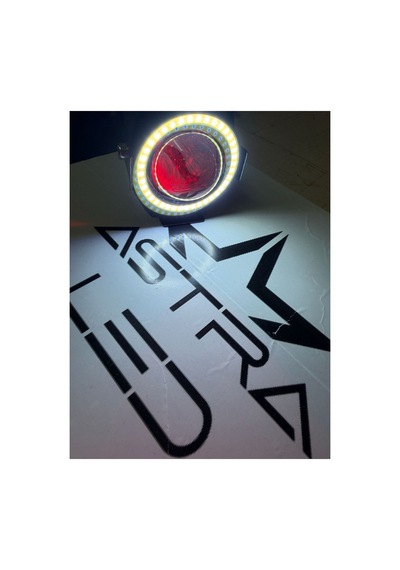 U7 Motosiklet Sis Farı Mercekli Büyük Kafesli Beyaz Angel Işıklı Led 2 Adet Led + 1 Anahtar