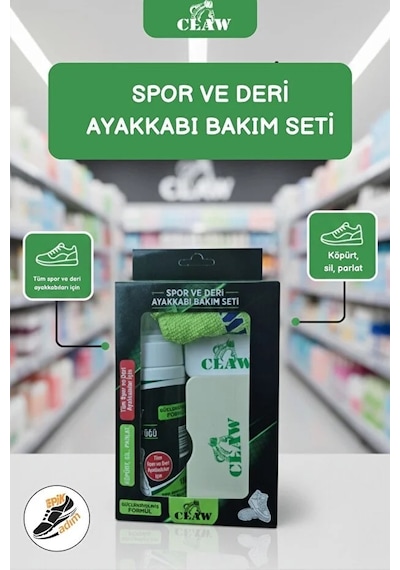 Sepet Pazarola 4'lü Set Spor Ve Deri Ayakkabı Bakım Seti Temizleme Köpüğü 150 Ml, Sünger, Mikrofiber Bez, Parlatıcı Sünger