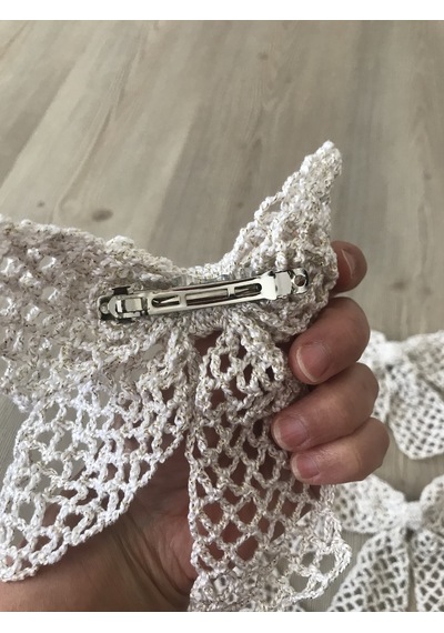 Simli Krem Örgü Kurdele Toka