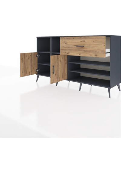 Hyperion Konsol 6 Raflı Tek Çekmeceli 2 Kapaklı 176x44x99 Antrasit-çam Antrasıt/atlas Çam - Antrasıt Hyperion Konsol 6 Raflı Tek Çekmeceli 2 Kapaklı 176x44x99 Antrasit-çam Antrasıt/atlas Çam - Antrasıt