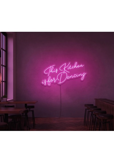 This Kitchen İs For Dancing Yazılı Neon Tabela Pembe
