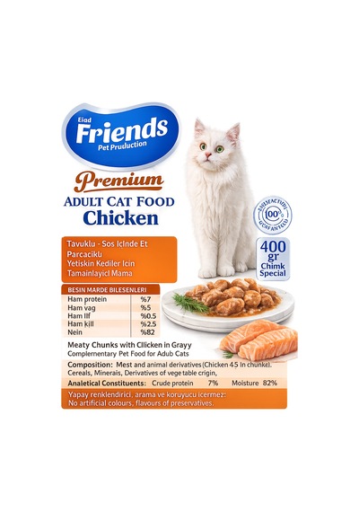 Premium Tavuklu Yetişkin Kedi Konservesi 400 Gr X 24 Adet Ekonomik Paket Yaş Mama