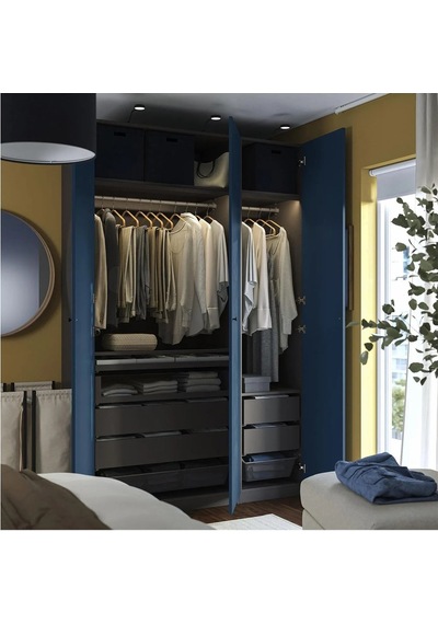 Ikea Koyu Gri Geniş Kapaklı Gardırop 150x60x236 Cm