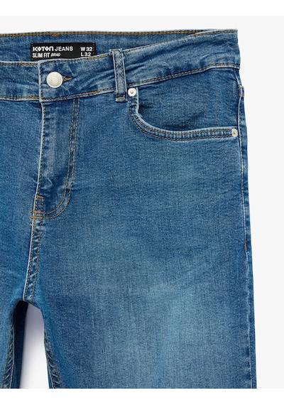 Koton Normal Bel Slim Fit Jean Pantolon - Brad Jean Orta İndigo 6sam40215nd