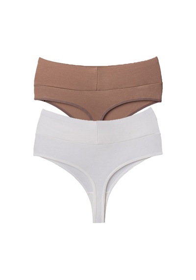 Vanilya Secret Tanga Yüksek Bel Toparlayıcı Pamuk 2'li Paket Model3