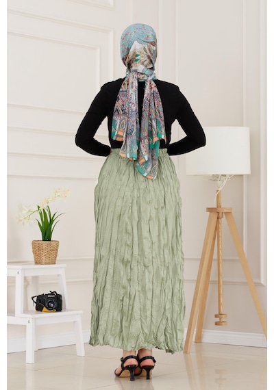 Sevitli Beli Lastikli Kraş Etek-mint Yeşili-4976 Mint Yeşili