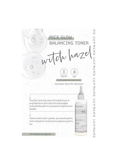 Skin401 Pirinç Özlü Aydınlatıcı Dengeleyici Tonik 200ml