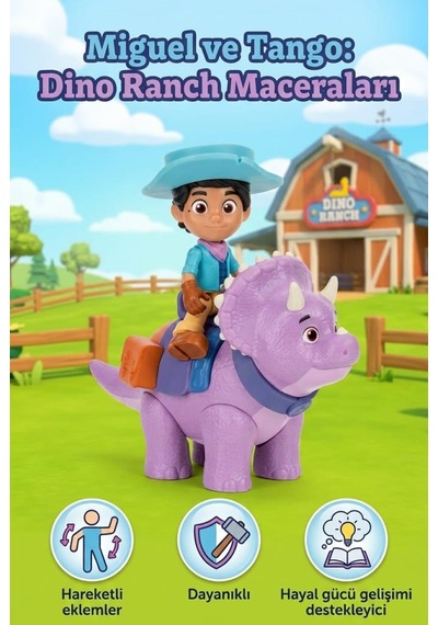 Gioc-hi Lisanslı Dino Ranch Miguel Ve Tango Triceratops Arkadaş Seti Oyuncak Figür Eğitici Oyun Seti Diğer