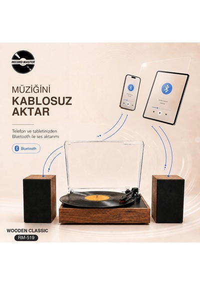 Rm-519 Pikap - Bluetooth Özellkli - 33 Ve 45 Devir Plaklar İle Uyumlu - Güçlü Ses Diğer