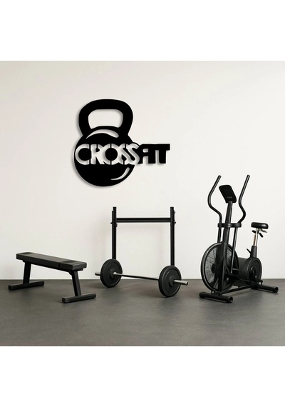 Crossfit Kettlebell Tasarımlı Metal Duvar Tablosu Siyah
