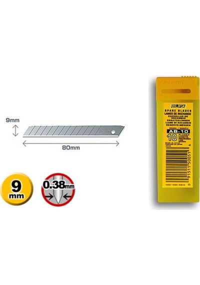 Olfa  Ab-10 Dar Maket Bıçağı Yedeği 10'Lu Tüp