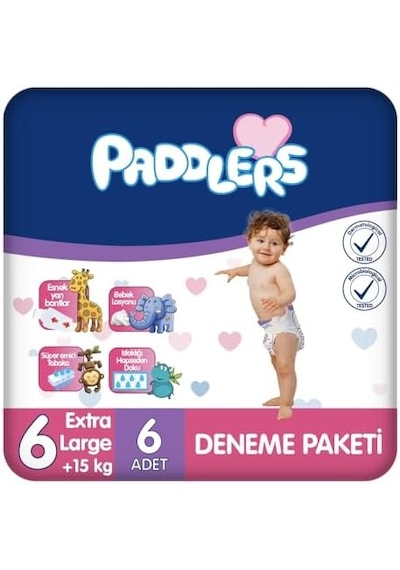 Bebek Bezi 6 Numara X-large 15+ Kg 6 Adet Deneme Paketi, Yüksek Emicilik