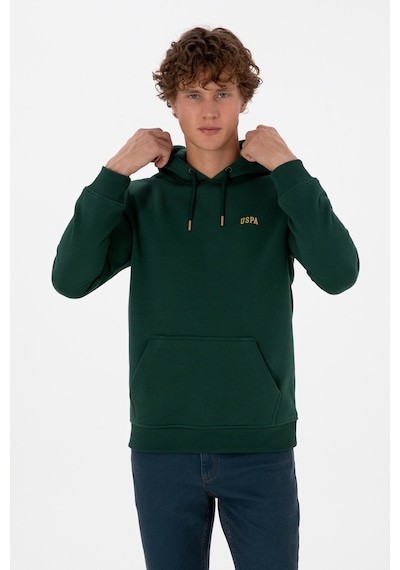 U.S. Polo Assn. Erkek Regular Fit Kapüşonlu Şardonlu Koyu Yeşil Basic Sweatshirt 50315582-VR079