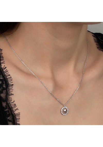 Swarovski Taşlı Gümüş Çember Kadın Kolye (520699198)