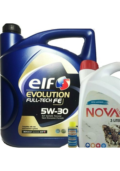 Elf Evolution Full-Tech Fe 5W-30 DPF Partiküllü Motor Yağı 5 L + Organik Antifriz 3 L + Oto Cam Suyu