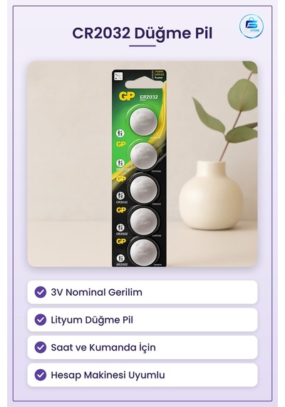 Cr2032 3v Lityum Düğme Pil Saat Kumanda Hesap Makinesi Anakart Yu