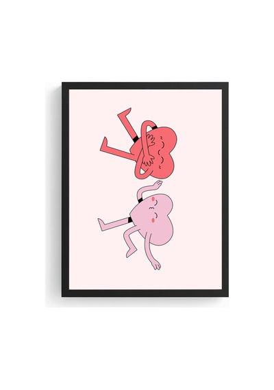 Doğal Ahşap Çerçeveli Retro Tablo - Sevimli Pop Art Cartoon Huhu2792