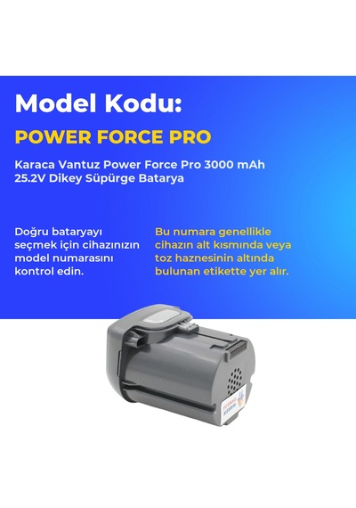 Karaca Vantuz Power Force Pro 3000 Mah 25.2v Dikey Süpürge Batarya