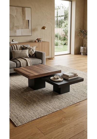Most Marmoris Mermer Görünümlü %100 Mdf Orta Sehpa Set Siyah - Ceviz Most Marmoris Mermer Görünümlü %100 Mdf Orta Sehpa Set Siyah - Ceviz