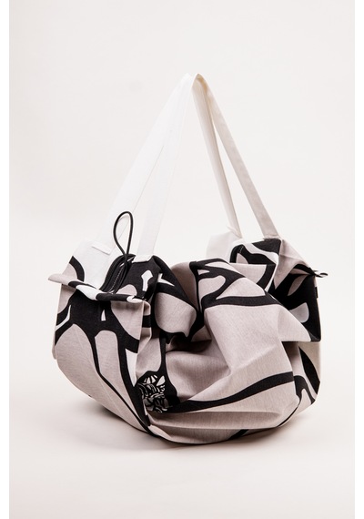 Fabric Craft Bag Yemek Taşıma Çantası Duck Kumaş Katlanabilir Büyük Boy Mutfak Taşıma Çantası Siyah - Beyaz