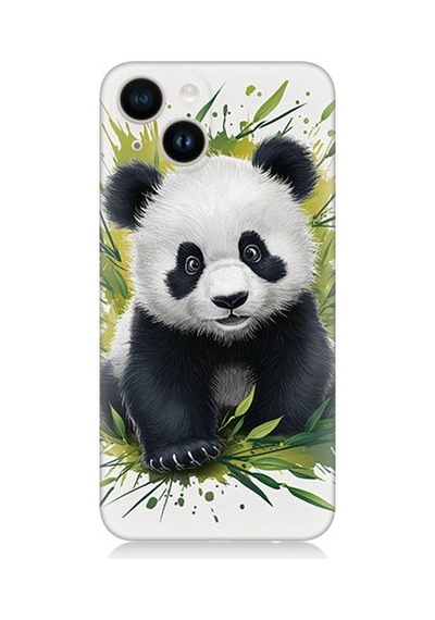 Apple Uyumlu iPhone 14 Plus Uyumlu Sevimli Panda Desenli Silikon Kılıf -